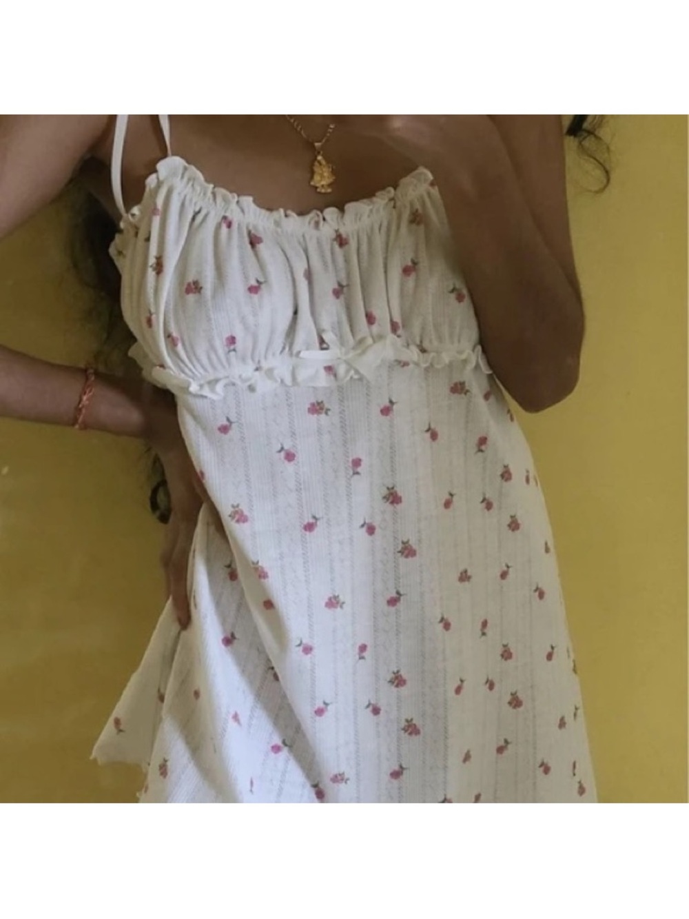 For love & lemons pointelle blossom tie strap slip pj xl - Picture 4 of 8